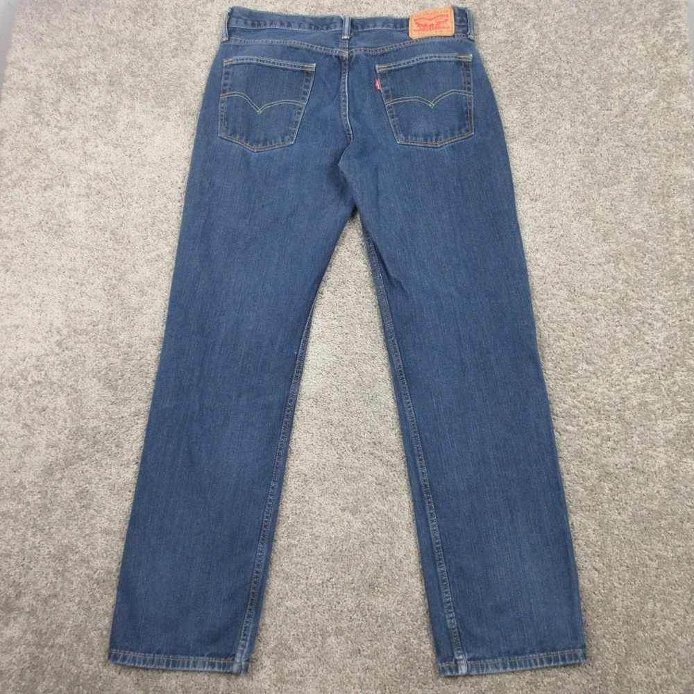 Levis Jeans Mens 36x34 Blue 514 Slim Straight Faded Zip Fly Denim Pants